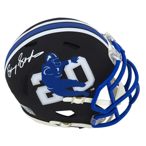 Schwartz Sports Barry Sanders Signed Detroit Lions Barry Sanders Logo Black Riddell Speed Mini HelmetSANMIN334