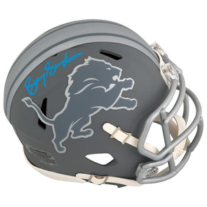 Schwartz Sports Barry Sanders Signed Detroit Lions SLATE Riddell Speed Mini HelmetSANMIN380