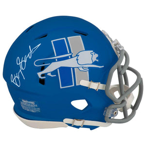 Schwartz Sports Barry Sanders Signed Detroit Lions 2023 Alternate Blue Riddell Speed Mini HelmetSANMIN381