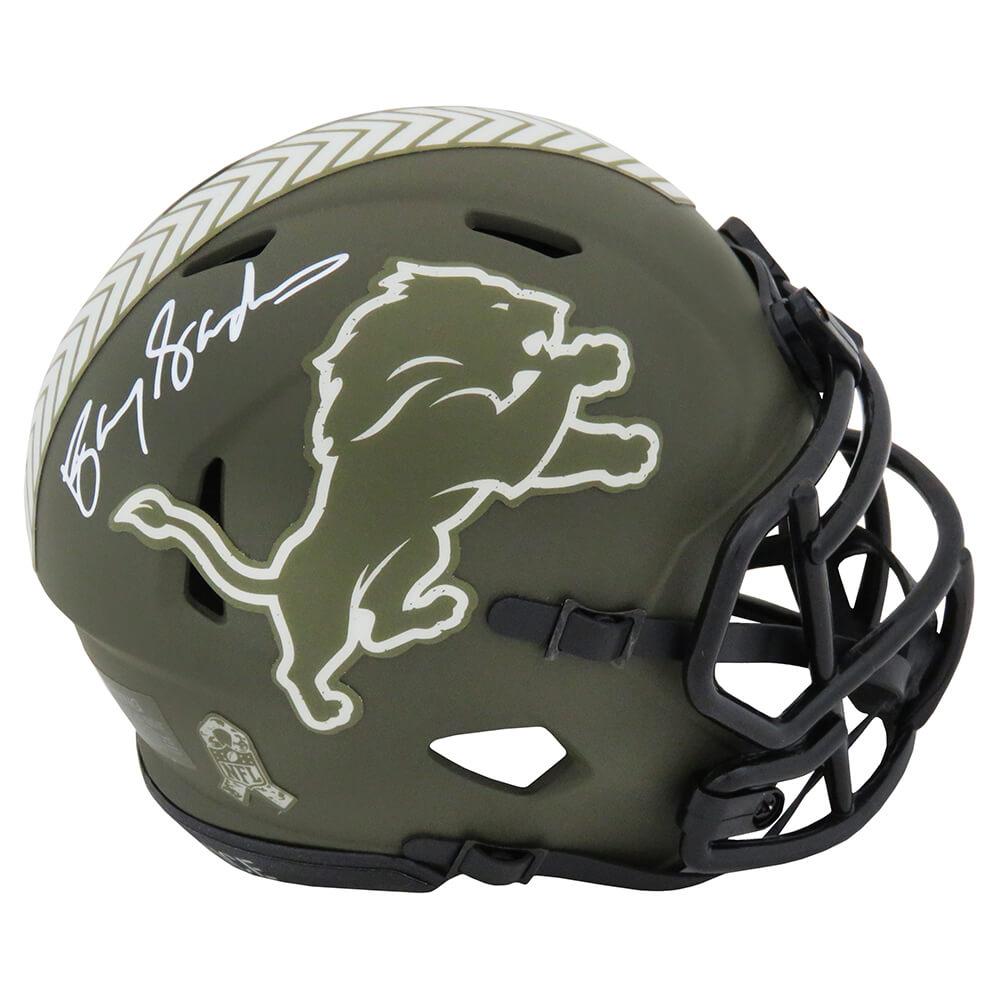 Schwartz Sports Barry Sanders Signed Detroit Lions Salute to Service Riddell Speed Mini HelmetSANMIN333