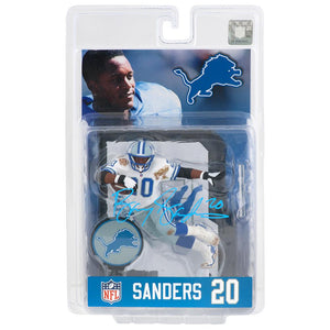 Schwartz Sports Barry Sanders Signed Detroit Lions White Jersey McFarlane Toys FigurineSANOTH302