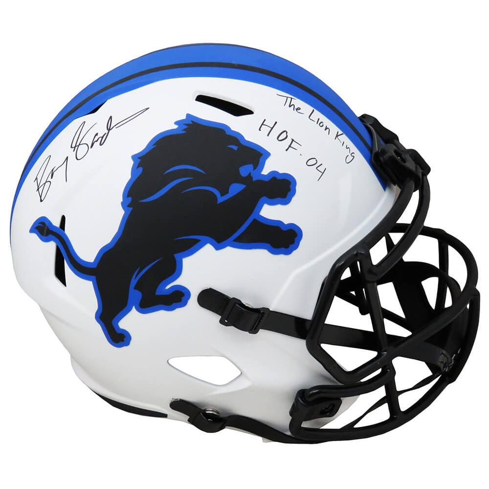Schwartz Sports Barry Sanders Signed Detroit Lions Lunar Eclipse White Matte Riddell Speed Full Size Replica Helmet w/HOF'04, The Lion KingSANREP343