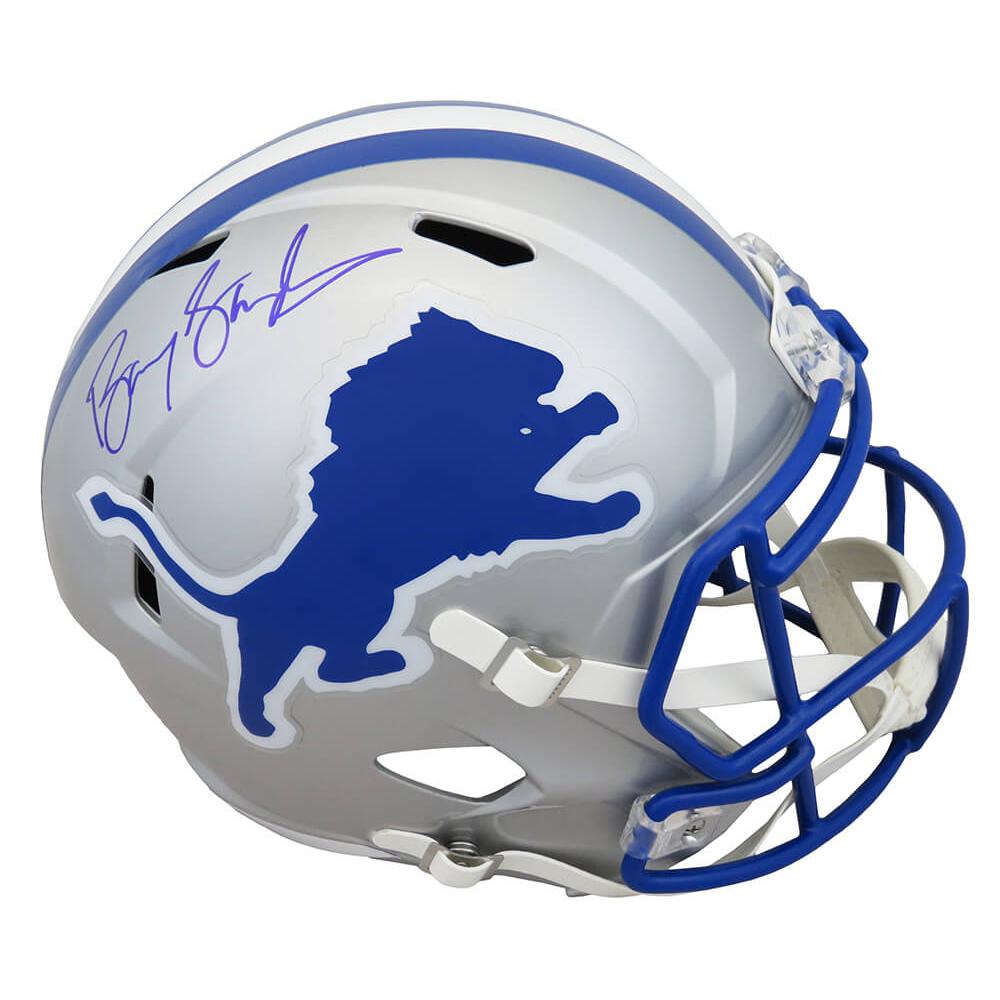 Schwartz Sports Barry Sanders Signed Detroit Lions Throwback Riddell Full Size Speed Replica HelmetSANREP344