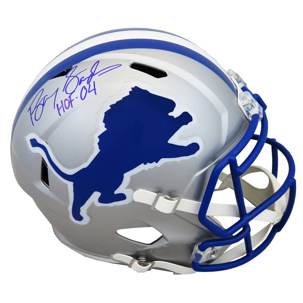Schwartz Sports Barry Sanders Signed Detroit Lions Throwback Riddell Full Size Speed Replica Helmet w/HOF'04SANREP345