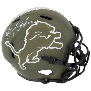 Schwartz Sports Barry Sanders Signed Detroit Lions Salute to Service Riddell Speed Full Size Replica HelmetSANREP358