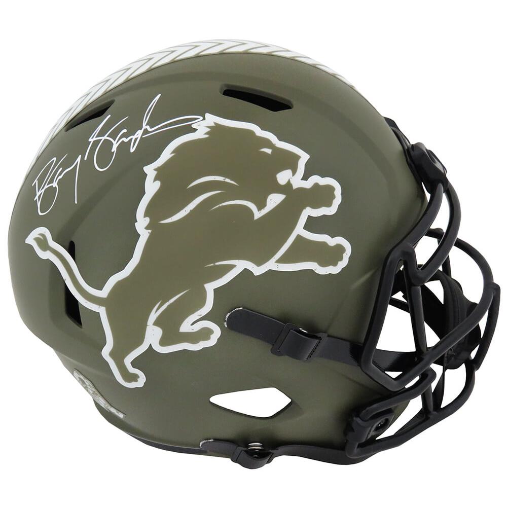 Schwartz Sports Barry Sanders Signed Detroit Lions Salute to Service Riddell Speed Full Size Replica HelmetSANREP358
