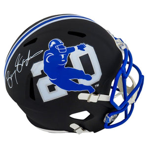 Schwartz Sports Barry Sanders Signed Detroit Lions Barry Sanders Logo Black Riddell Full Size Speed Replica HelmetSANREP362