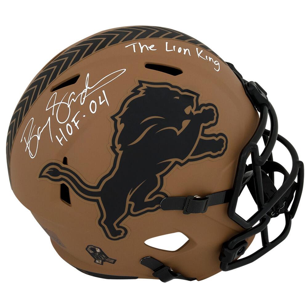 Schwartz Sports Barry Sanders Signed Detroit Lions SALUTE 2023 Riddell Full Size Speed Replica Helmet w/HOF'04, The Lion KingSANREP367