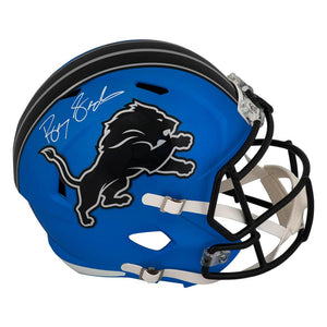 Schwartz Sports Barry Sanders Signed Detroit Lions 2024 Alternate Blue Riddell Full Size Speed Replica HelmetSANREP370