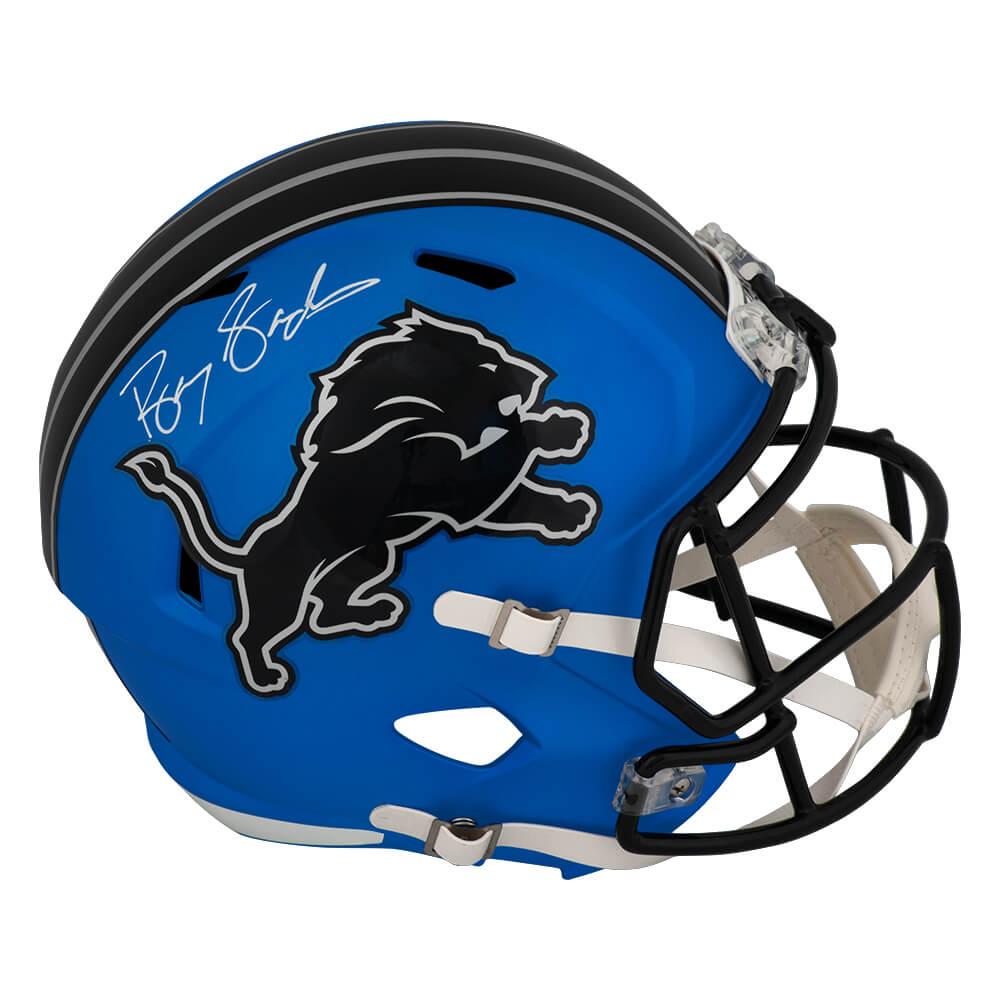 Schwartz Sports Barry Sanders Signed Detroit Lions 2024 Alternate Blue Riddell Full Size Speed Replica HelmetSANREP370