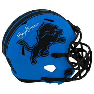 Schwartz Sports Barry Sanders Signed Detroit Lions RAVE Riddell Full Size Speed Replica HelmetSANREP395