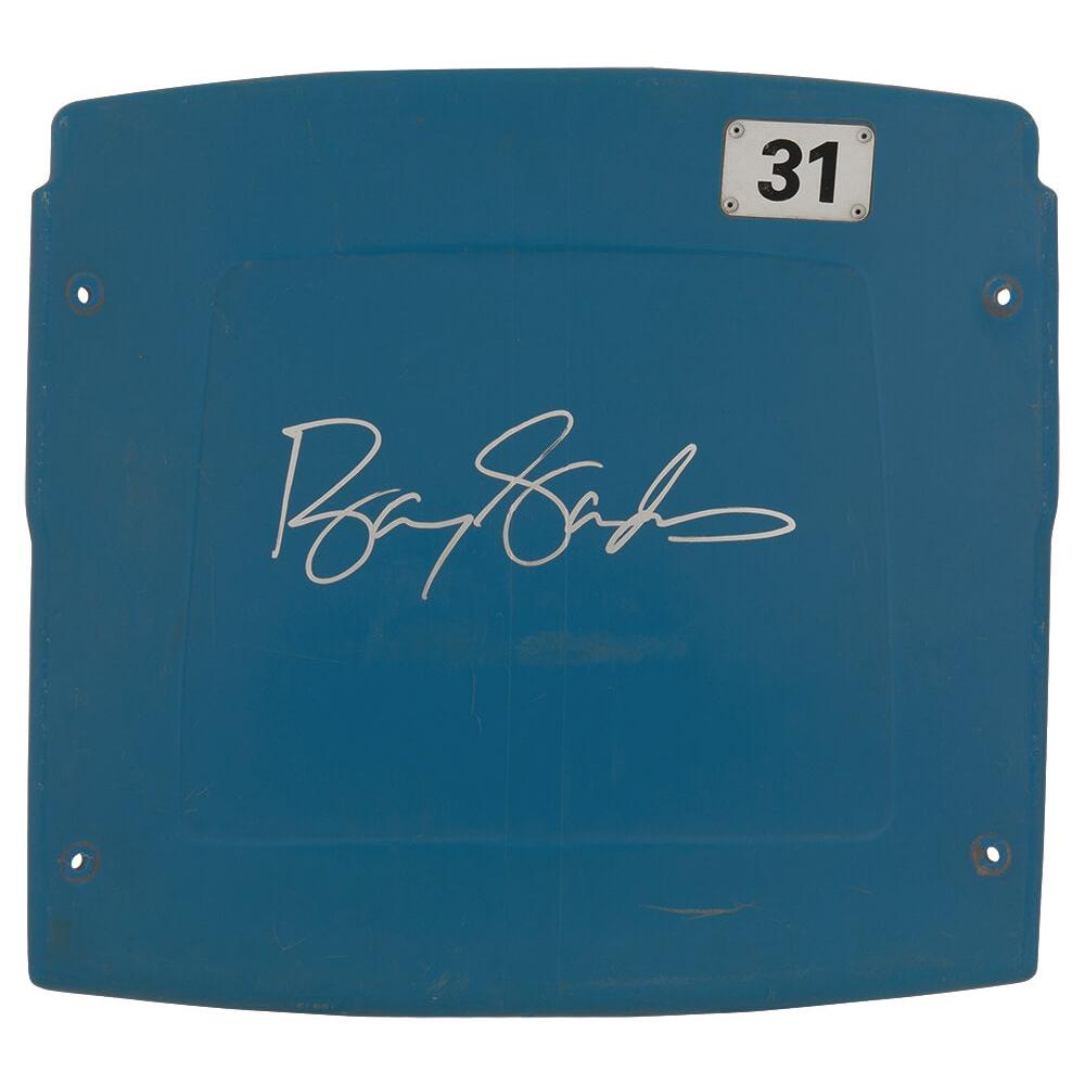 Schwartz Sports Barry Sanders Signed Detroit Silverdome Stadium Blue Seatback - (In Silver)SANSTB313