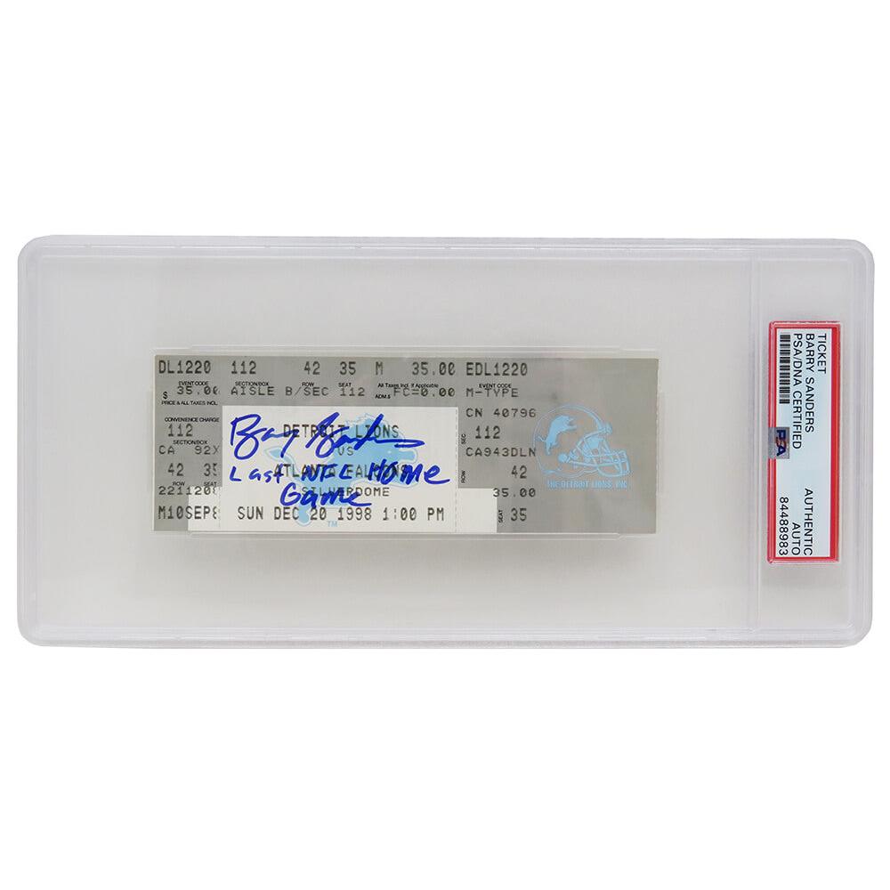 Schwartz Sports Barry Sanders Signed Detroit Lions vs Falcons December 20, 1998 Ticket Stub w/Last NFL Home Game (PSA Encapsulated)SANTIC301