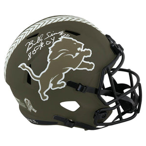 Schwartz Sports Billy Sims Signed Detroit Lions Salute to Service Riddell Full Size Speed Replica Helmet w/80 ROYSIMREP351