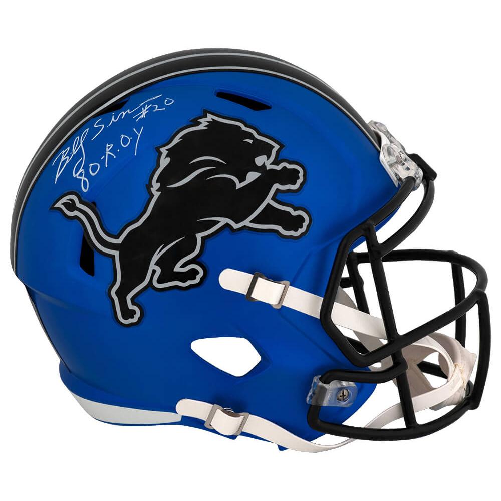 Schwartz Sports Billy Sims Signed Detroit Lions 2024 Alternate Blue Riddell Full Size Speed Replica Helmet w/80 ROYSIMREP355