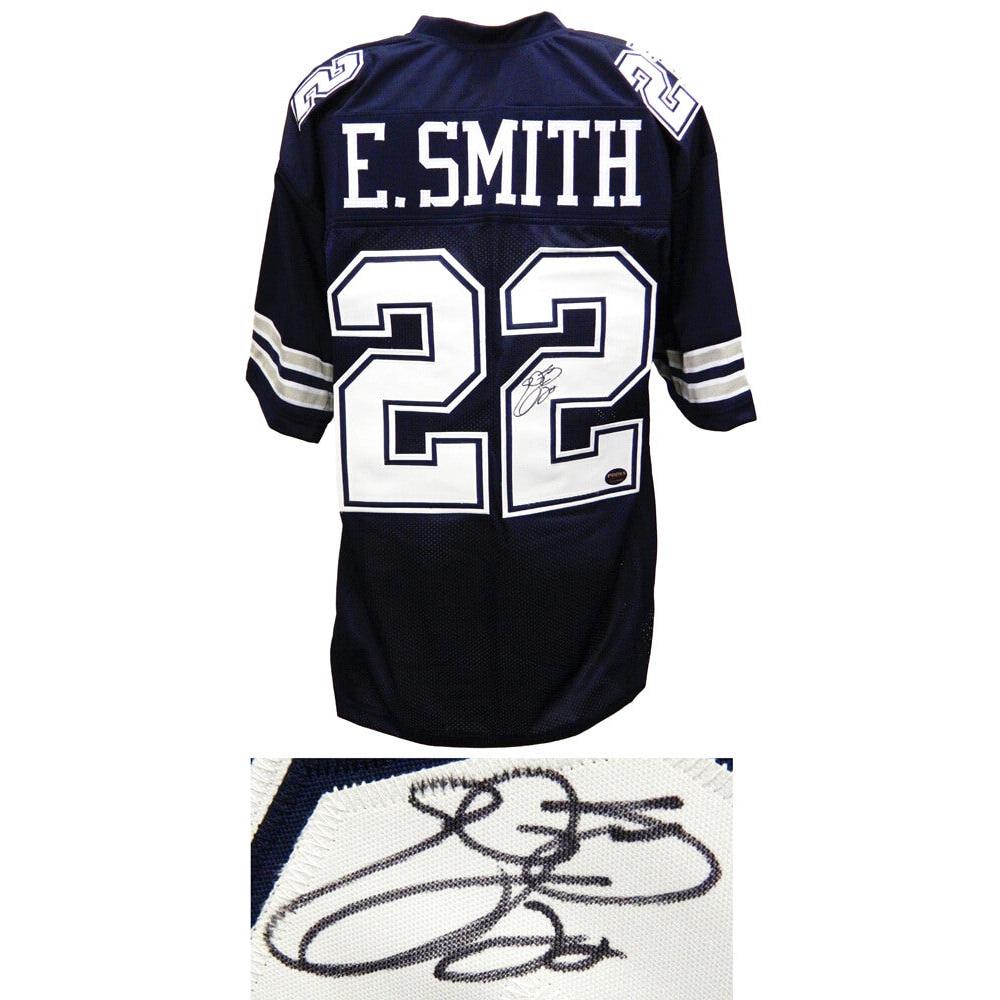 Schwartz Sports Emmitt Smith Signed Navy Custom Football JerseySMIJRY305