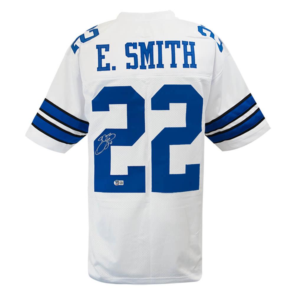 Schwartz Sports Emmitt Smith Signed White Custom Football Jersey (Beckett)SMIJRY307