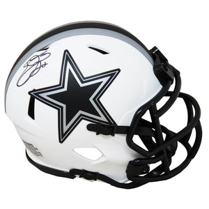 Schwartz Sports Emmitt Smith Signed Dallas Cowboys Lunar Eclipse White Matte Riddell Speed Mini HelmetSMIMIN304