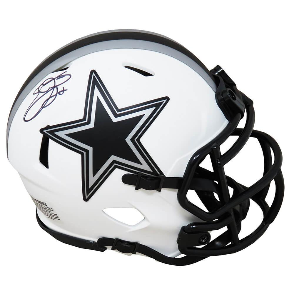 Schwartz Sports Emmitt Smith Signed Dallas Cowboys Lunar Eclipse White Matte Riddell Speed Mini HelmetSMIMIN304