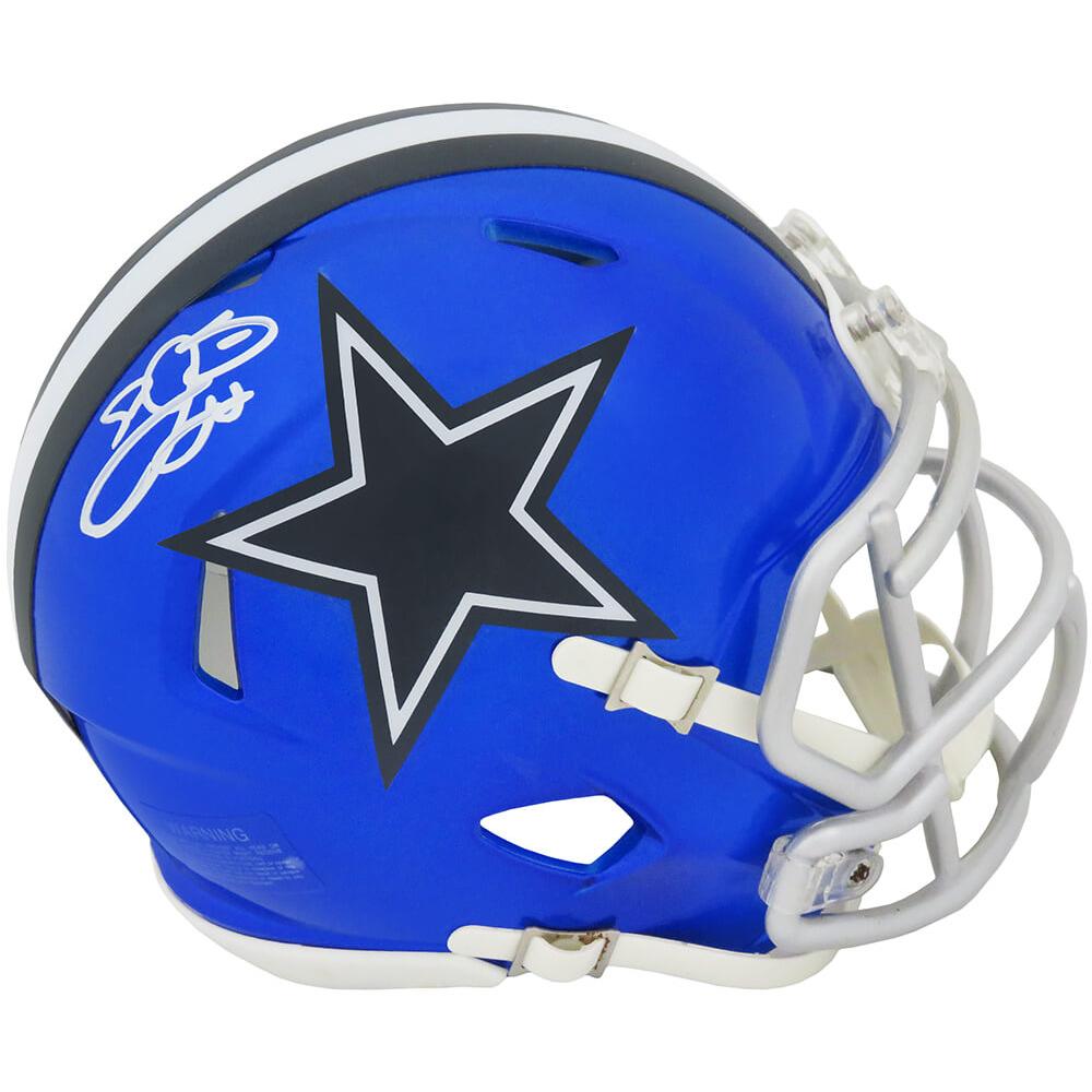 Schwartz Sports Emmitt Smith Signed Dallas Cowboys Flash Riddell Speed Mini Helmet (In Silver)SMIMIN307