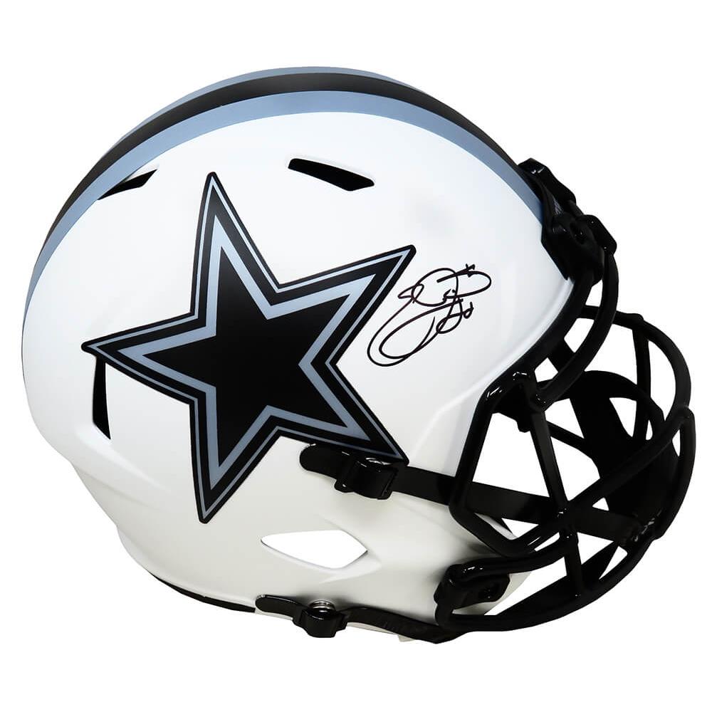 Schwartz Sports Emmitt Smith Signed Dallas Cowboys Lunar Eclipse White Matte Riddell Full Size Speed Replica HelmetSMIREP308