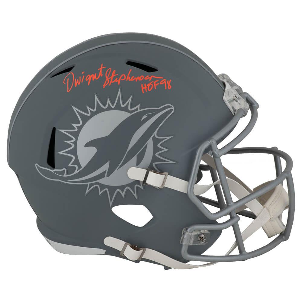 Schwartz Sports Dwight Stephenson Signed Miami Dolphins SLATE Riddell Full Size Speed Replica Helmet w/HOF'98STEREP326