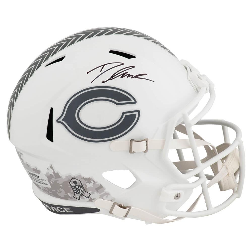 Schwartz Sports D'Andre Swift Signed Chicago Bears 2024 SALUTE White Riddell Full Size Speed Replica HelmetSWIREP315