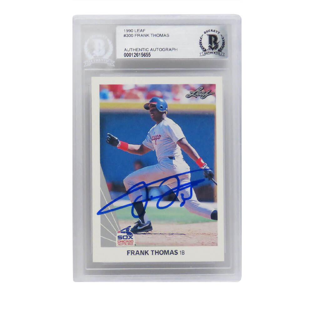 Schwartz Sports Frank Thomas Signed White Sox 1990 Leaf Rookie Card #300 (Beckett Encapsulated)THOCAR110