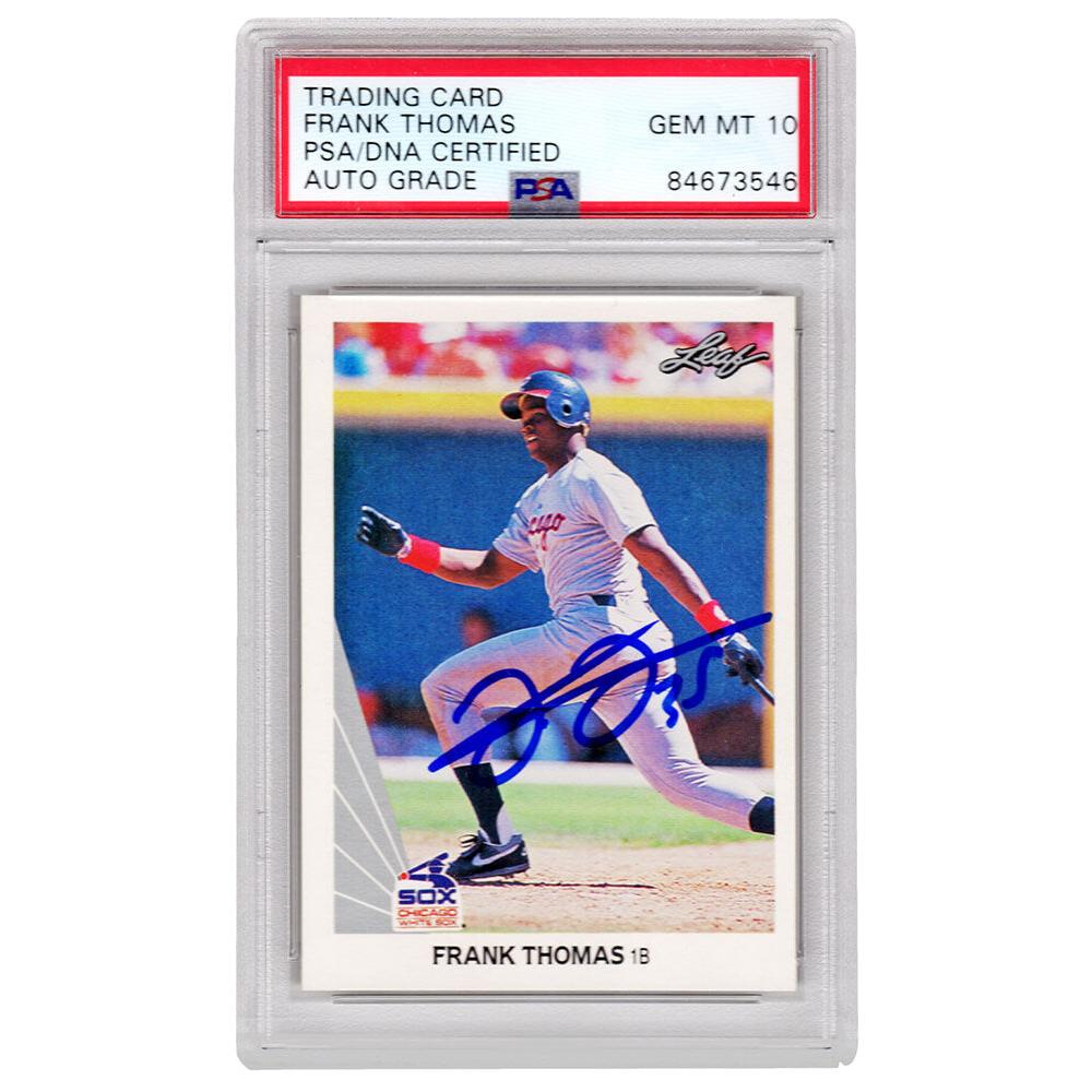 Schwartz Sports Frank Thomas Signed White Sox 1990 Leaf Rookie Baseball Card #300 (PSA Encapsulated - Auto Grade 10)THOCAR115
