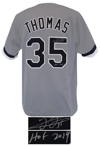 Schwartz Sports Frank Thomas Signed Grey Custom Jersey w/HOF 2014 THOJRY109