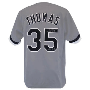 Schwartz Sports Frank Thomas Signed Grey Custom Jersey w/HOF 2014 THOJRY109