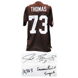 Schwartz Sports Joe Thomas Signed Brown Custom Jersey w/10,363 Consecutive Snaps THOJRY325