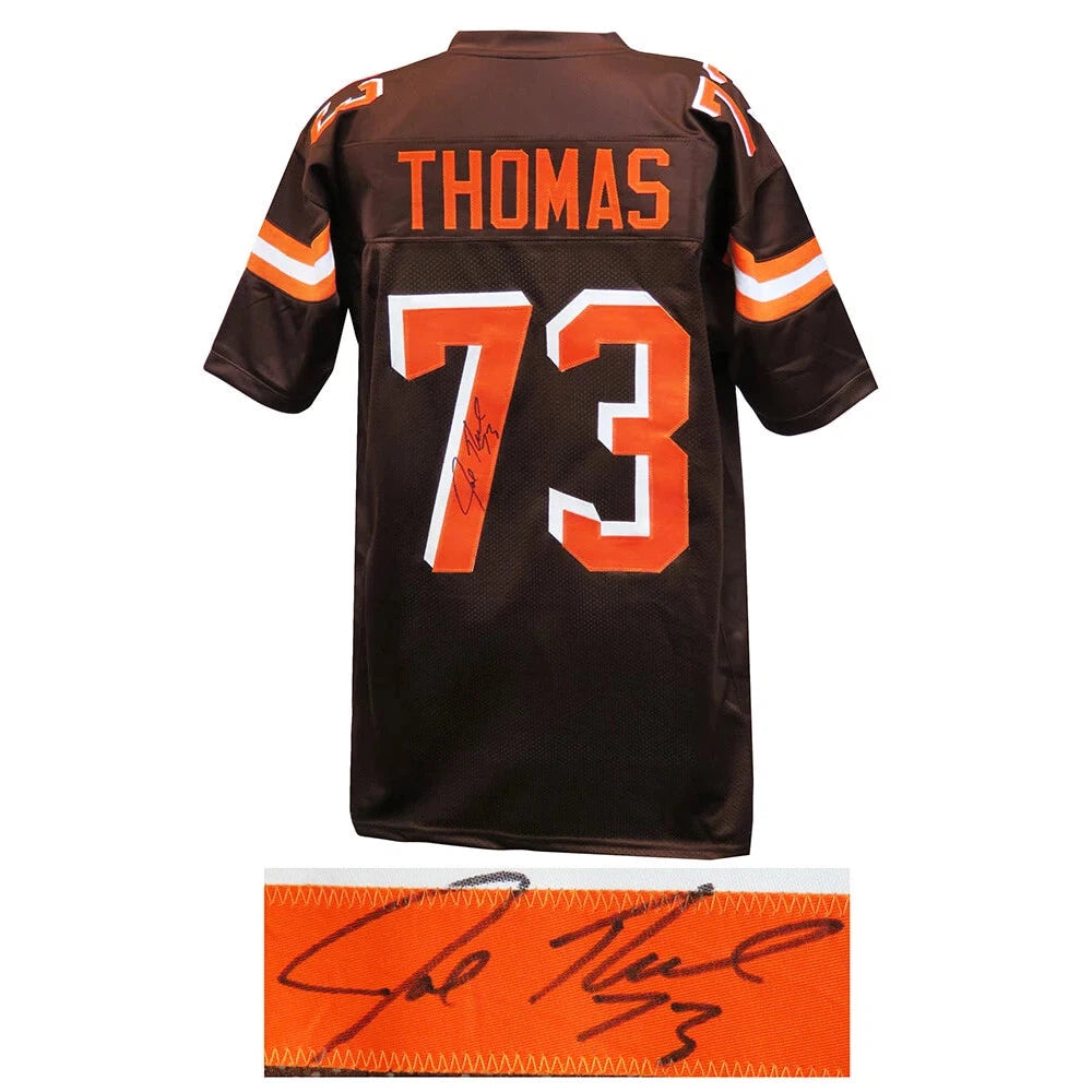 Schwartz Sports Joe Thomas Signed Brown Custom Football Jersey (With Orange #’s) THOJRY326