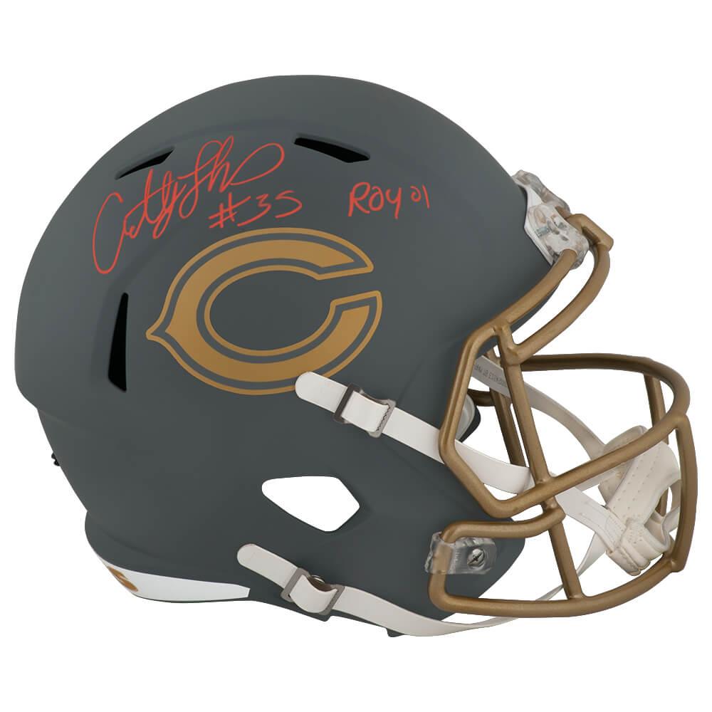 Schwartz Sports Anthony Thomas Signed Chicago Bears SLATE Riddell Full Size Speed Replica Helmet w/ROY'01THOREP374