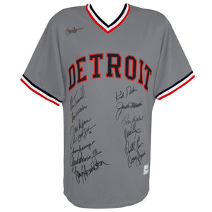 Schwartz Sports 1984 Detroit Tigers Team Signed Detroit Tigers Cooperstown Collection Grey Replica Baseball Jersey (13 - Sigs)TIGJRY100