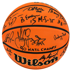 Schwartz Sports 1990 UNLV Runnin' Rebels Team Signed Wilson NCAA Game Replica Basketball w/90 Nat'l Champs (13 Signatures)UNLBSK200