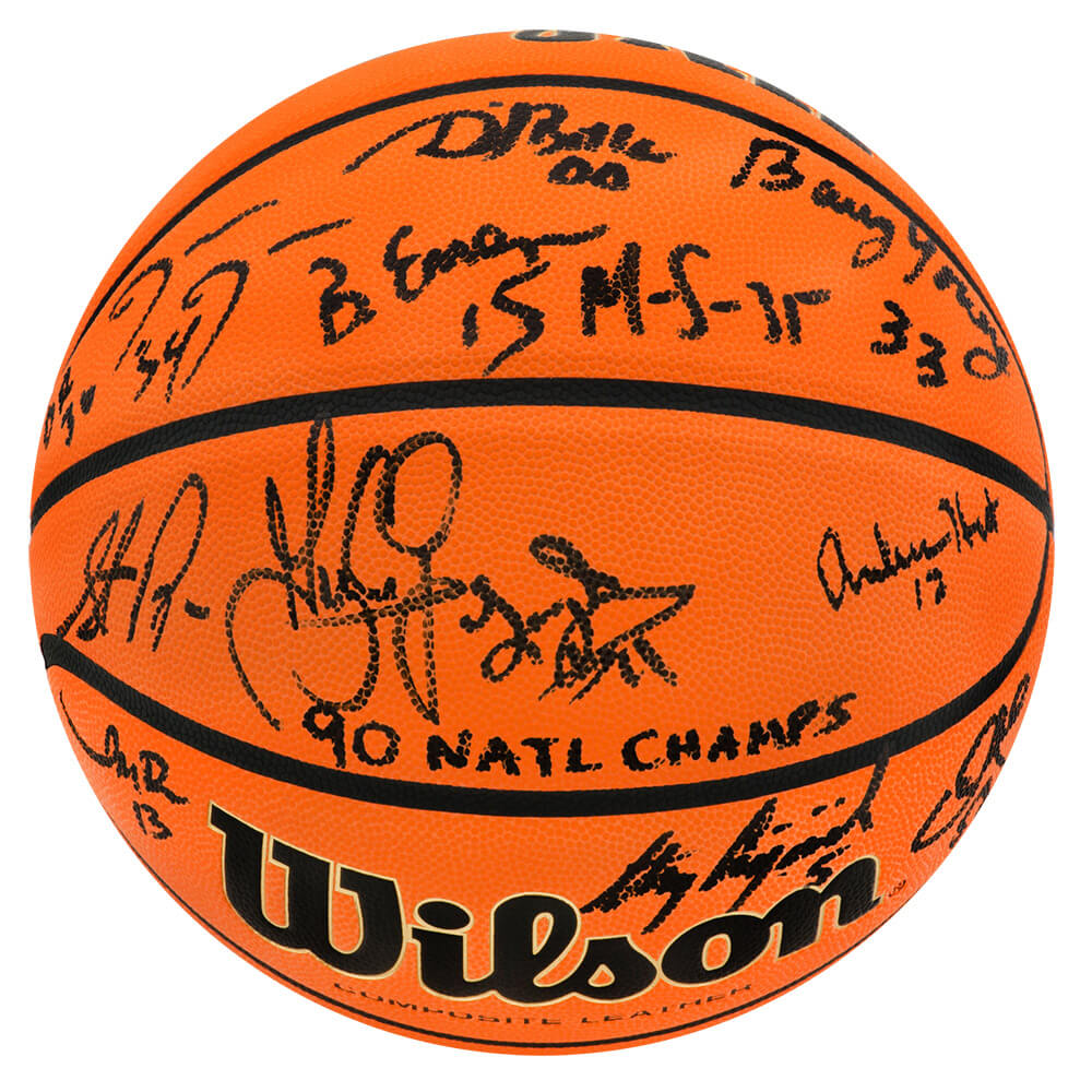Schwartz Sports 1990 UNLV Runnin' Rebels Team Signed Wilson NCAA Game Replica Basketball w/90 Nat'l Champs (13 Signatures)UNLBSK200