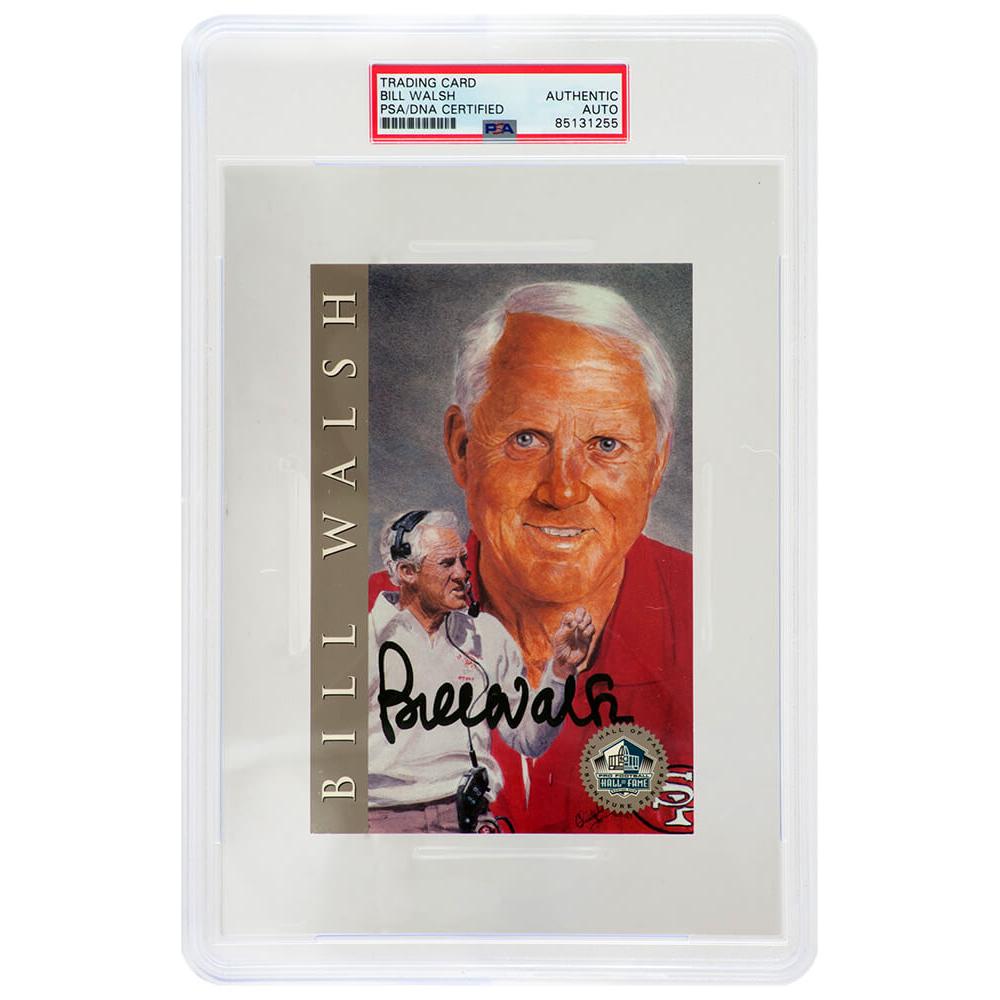 Schwartz Sports Bill Walsh Signed Pro Football Hall of Fame Signature Series 4x6 Card - (PSA Encapsulated)WALCAR300