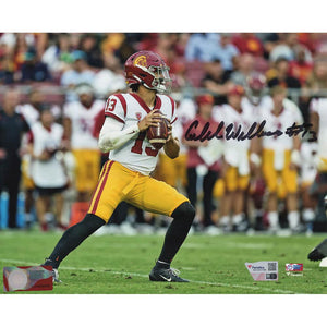 Schwartz Sports Caleb Williams Signed USC Trojans White Jersey Action 8x10 Photo (Fanatics)WIL08P365