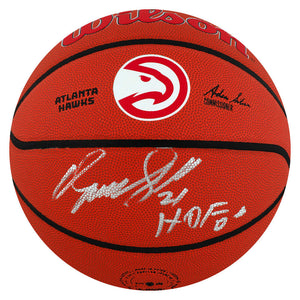 Schwartz Sports Dominique Wilkins Signed Wilson Hawks Team Logo NBA Basketball w/HOF'06 WILBSK229