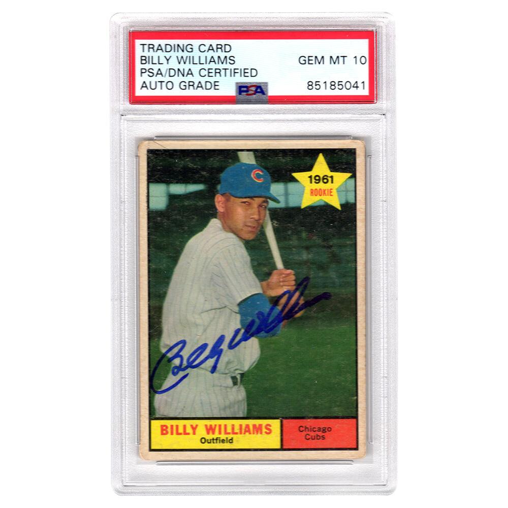 Schwartz Sports Billy Williams Signed Chicago Cubs 1961 Topps Baseball Rookie Card #141 (PSA Encapsulated / Auto Grade 10)WILCAR105