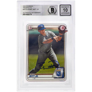 Schwartz Sports Bobby Witt Jr. Signed Kansas City Royals 2020 1st Bowman Rookie Baseball Card #BP-25 - (Beckett / Auto Grade 10)WITCAR101
