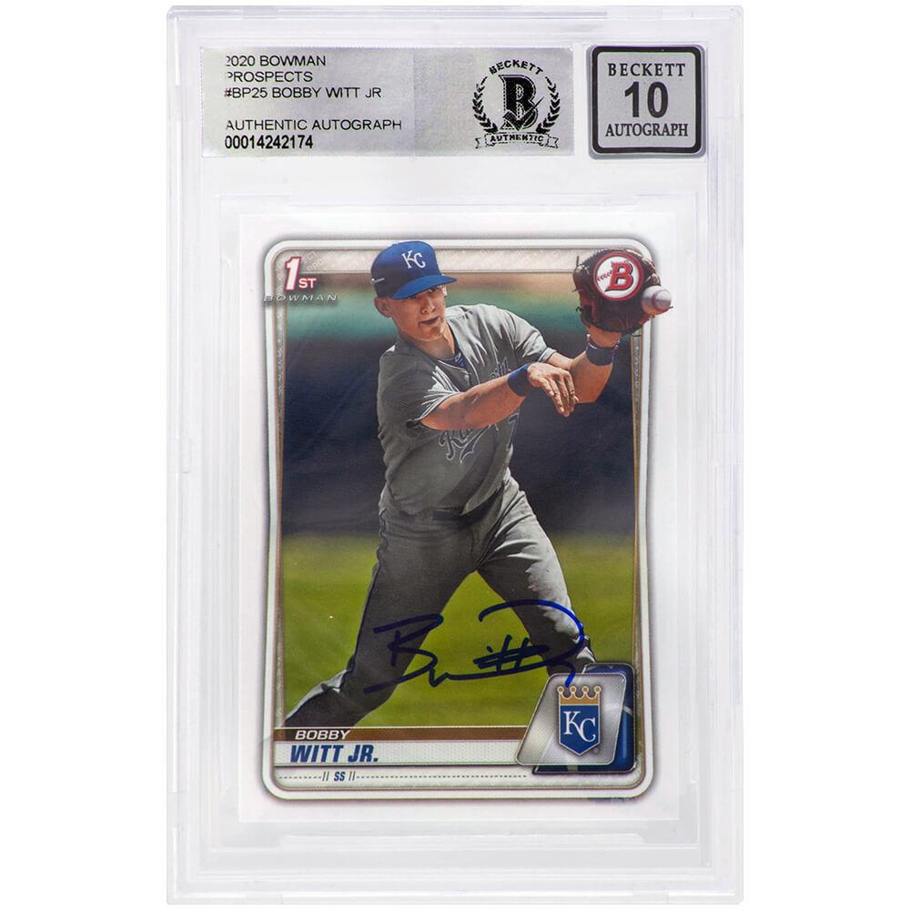 Schwartz Sports Bobby Witt Jr. Signed Kansas City Royals 2020 1st Bowman Rookie Baseball Card #BP-25 - (Beckett / Auto Grade 10)WITCAR101
