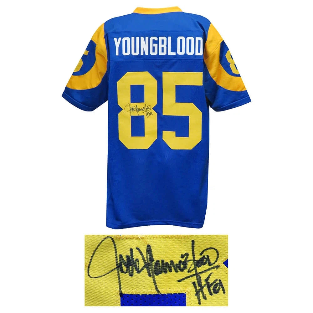 Schwartz Sports Jack Youngblood Signed Blue & Yellow Throwback Custom Football Jersey w/HF’01 YOUJRY302