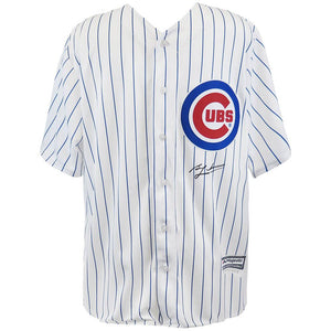 Schwartz Sports Ben Zobrist Signed Chicago Cubs White Pinstripe Majestic Replica Baseball JerseyZOBJRY104