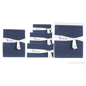 Anne Home - Set of 5 Blue Fabric Basket With Bow Decoration - AB009 - Old Modern