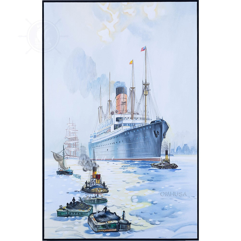 The Cunard Liner Carpathia Outward Bound from Liverpool in the Moonlight - Canvas Painting - AF002 - Old Modern