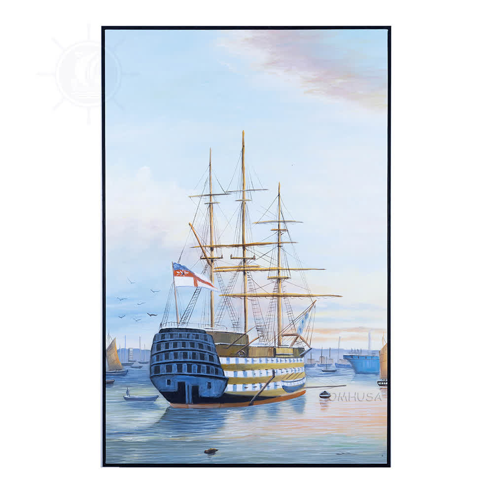H.M.S. Victory in Portsmouth Harbour - Canvas Painting - AF007 - Old Modern
