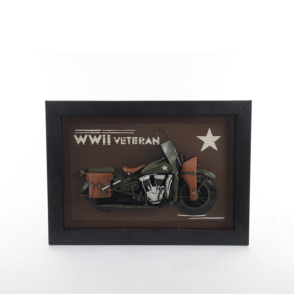 Vintage WWII Motorcycle 3D Painting | Collectible Metal scale model Motorcycle 3D Painting - AJ045 - Old Modern