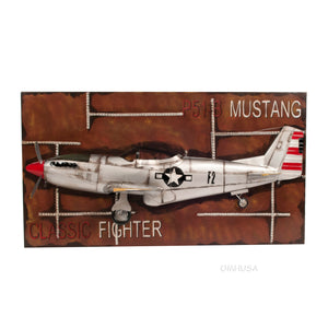 1943 Mustang P-51 Fighter 3D Model Painting Frame - AJ117 - Old Modern